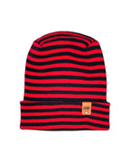 HAAKWEAR H Stitch RORO Cuffed Beanie (Patent Pending Design) Black / Red, Made in USA.