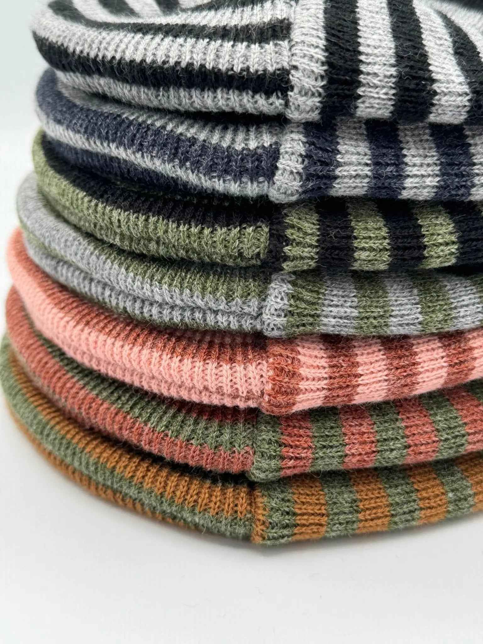HAAKWEAR H Stitch RORO Cuffed Beanie (Patened Design) Burgundy / Green, Made in USA.