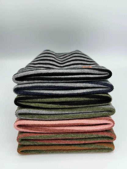 HAAKWEAR H Stitch RORO Cuffed Beanie (Patented Design) Gray / Denim, Made in USA - HAAKWEAR USA