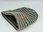 HAAKWEAR H Stitch RORO Cuffed Beanie (Patented Design) Gray / Green, Made in USA.