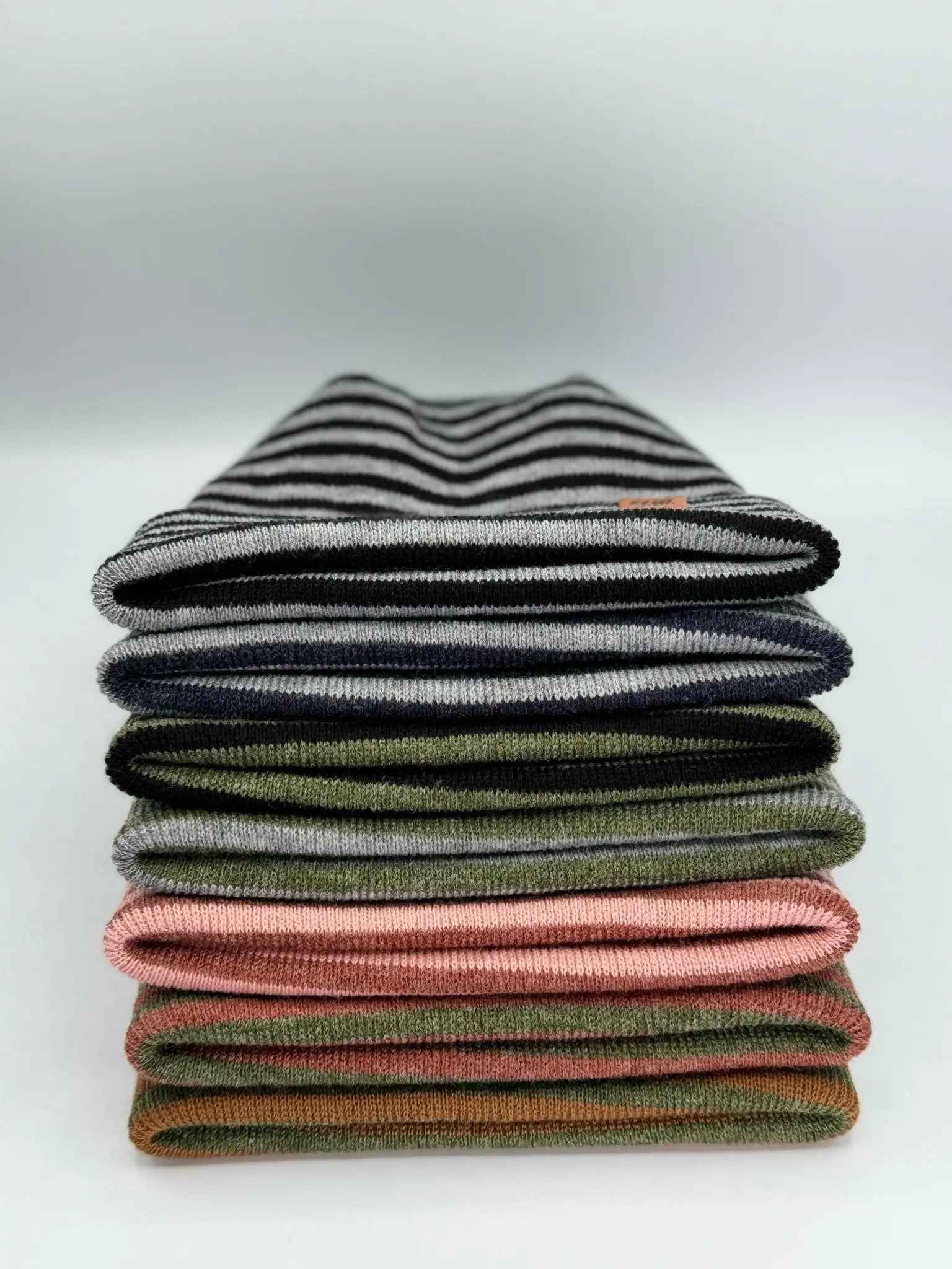 HAAKWEAR H Stitch RORO Cuffed Beanie (Patented Design) Gray / Green, Made in USA.