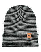 HAAKWEAR Traditional Contrast Cuffed Beanie/ Hat - Black / Gray, Made in USA.