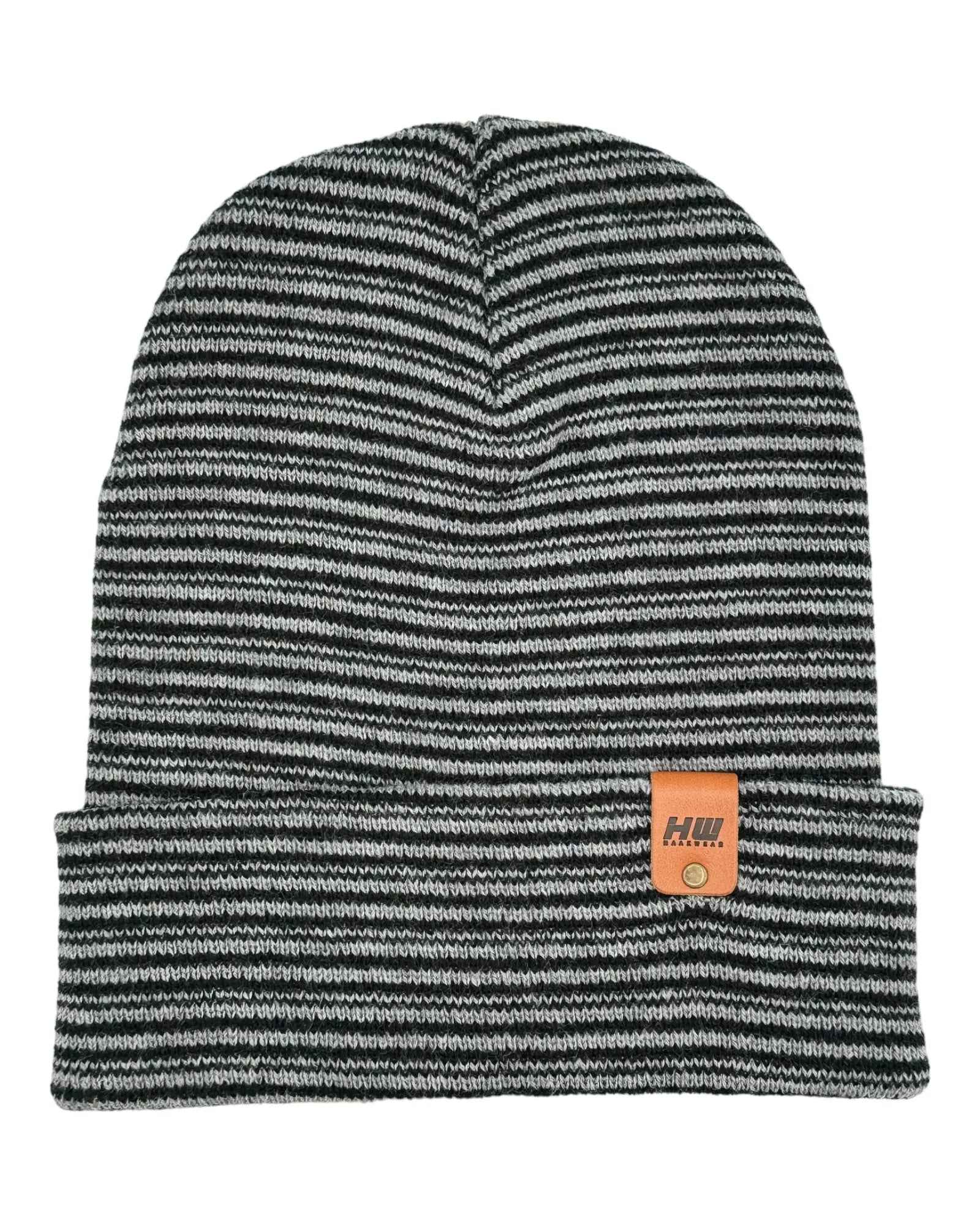 HAAKWEAR Traditional Contrast Cuffed Beanie/ Hat - Black / Gray, Made in USA.