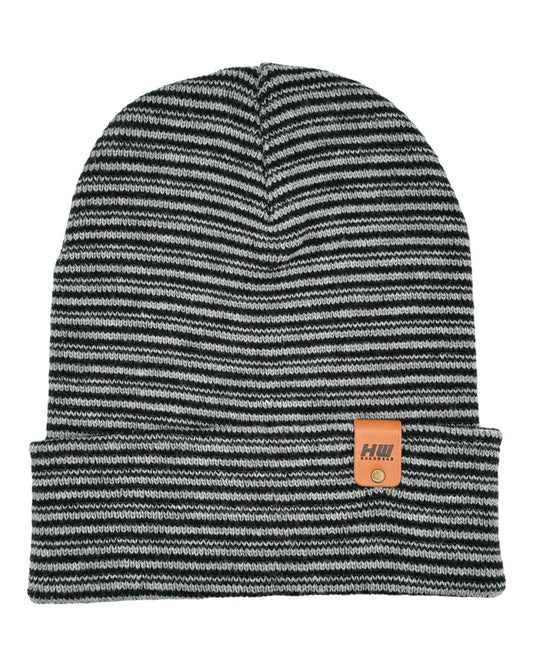 HAAKWEAR Traditional Contrast Cuffed Beanie/ Hat - Black / Gray, Made in USA HAAKWEAR