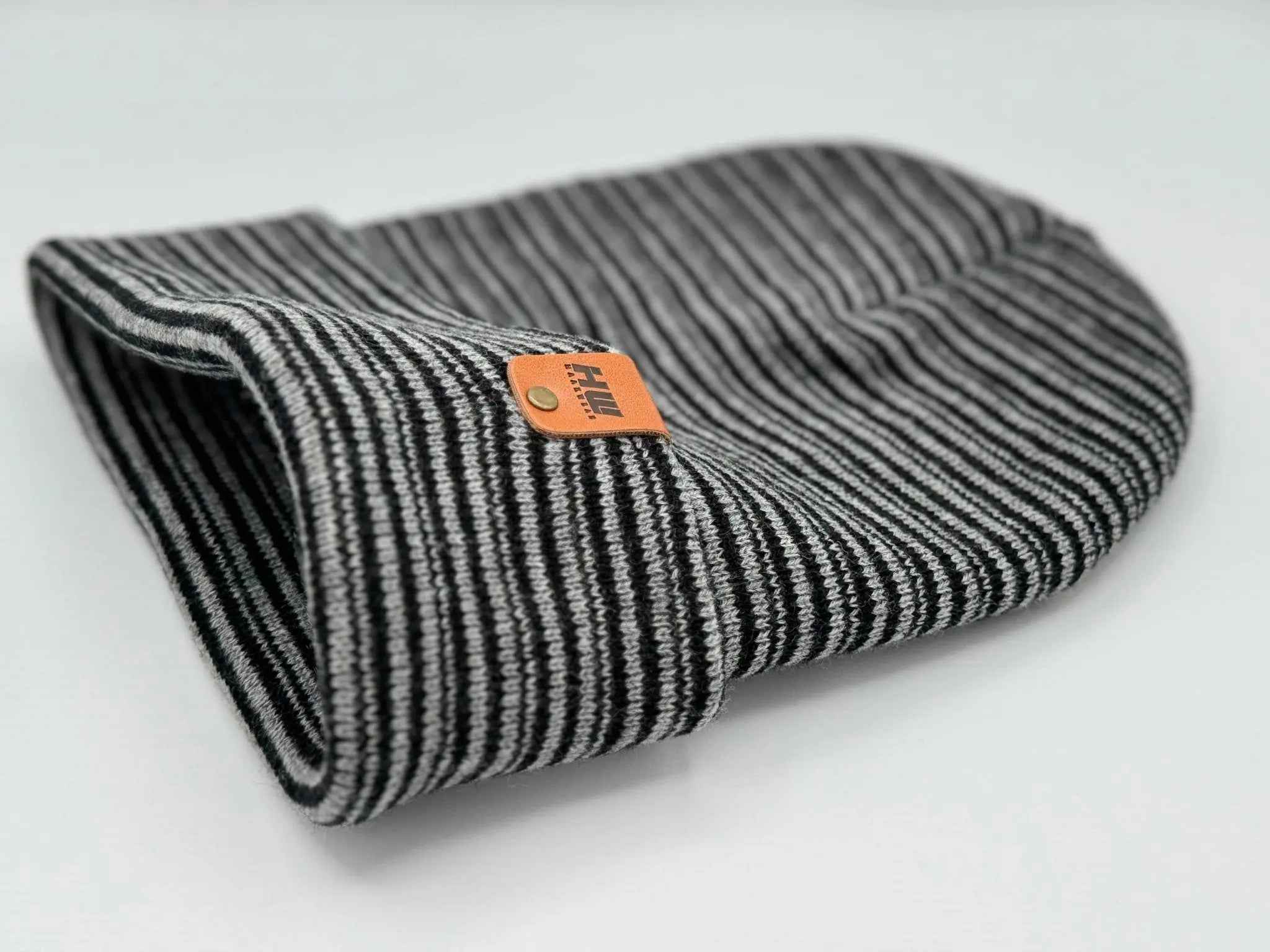 HAAKWEAR Traditional Contrast Cuffed Beanie/ Hat - Black / Gray, Made in USA.