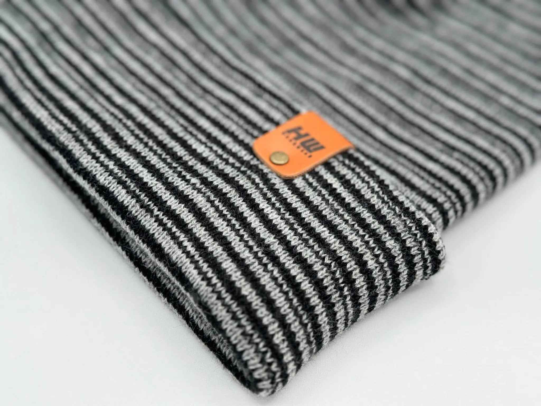 HAAKWEAR Traditional Contrast Cuffed Beanie/ Hat - Black / Gray, Made in USA.