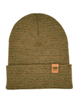 HAAKWEAR Traditional Contrast Cuffed Beanie Hat - Brown / Green, Made in USA - HAAKWEAR USA