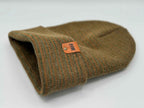HAAKWEAR Traditional Contrast Cuffed Beanie Hat - Brown / Green, Made in USA.