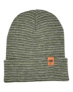 HAAKWEAR Traditional Contrast Cuffed Beanie / Hat - Gray / Green, Made in USA.