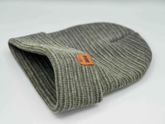 HAAKWEAR Traditional Contrast Cuffed Beanie / Hat - Gray / Green, Made in USA - HAAKWEAR USA