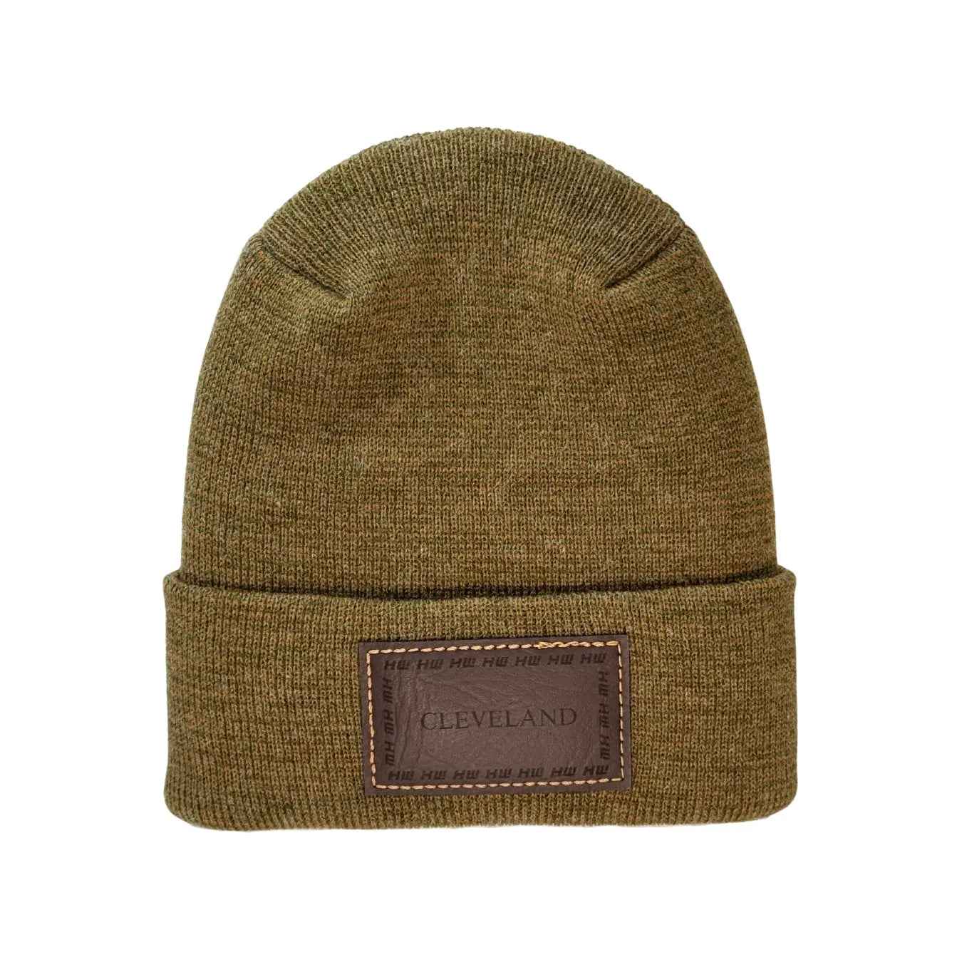 Haakwear Cleveland H Stitch Cuffed Beanie - Made in USA Hats (Limited Edition) - Brown / Green Fusion.