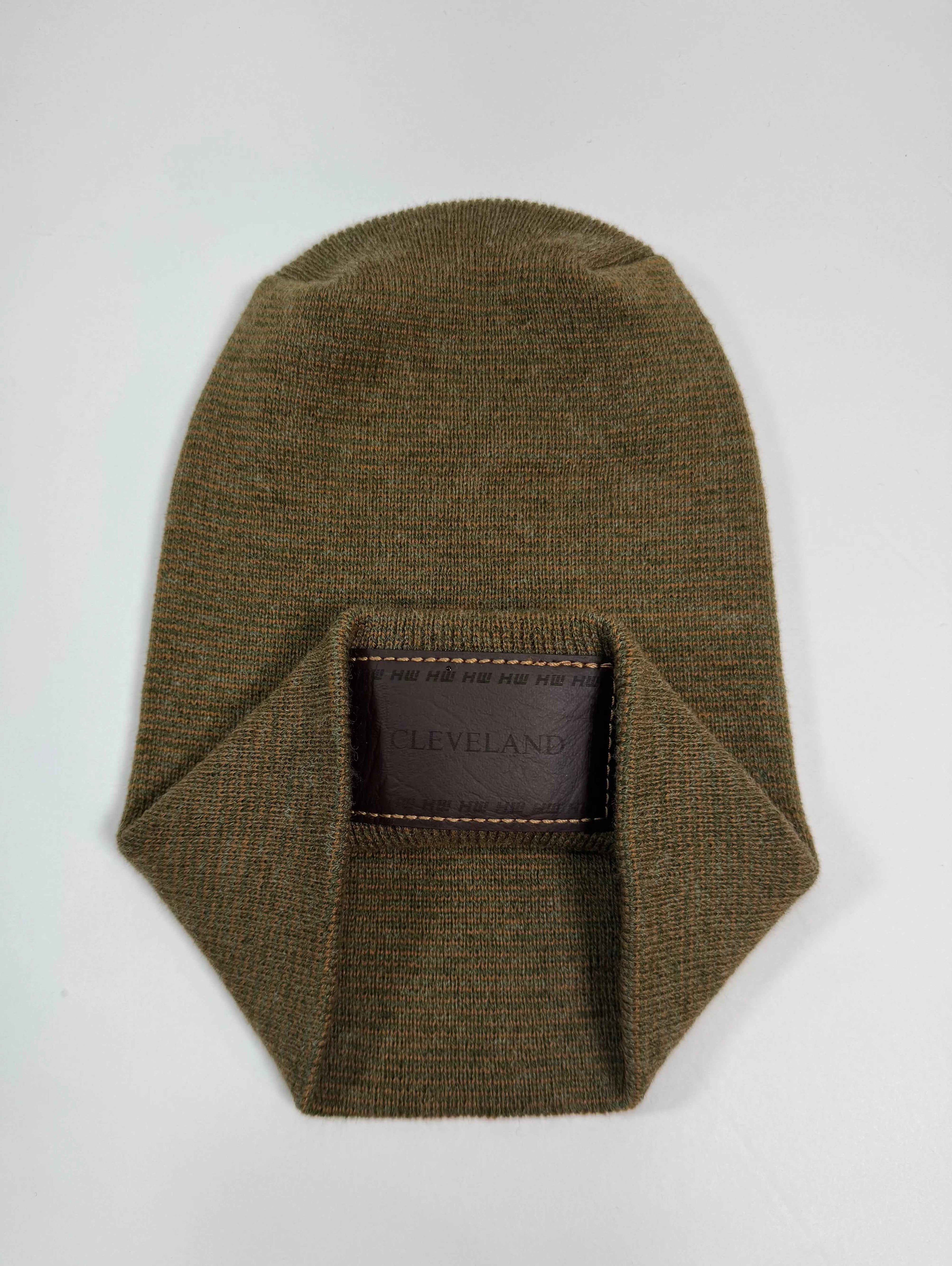 Haakwear Cleveland H Stitch Cuffed Beanie - Made in USA Hats (Limited Edition) - Brown / Green Fusion.