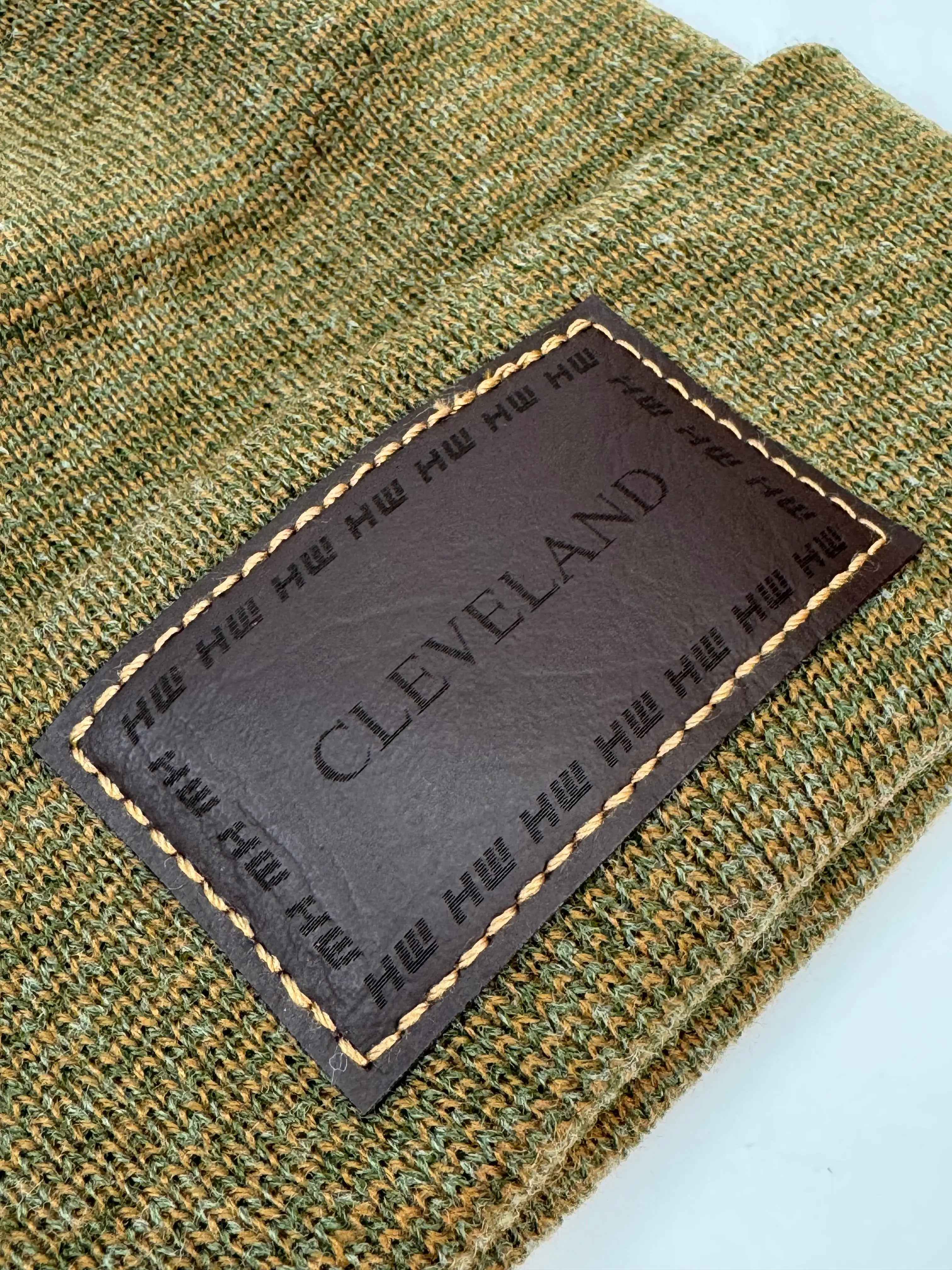 Haakwear Cleveland H Stitch Cuffed Beanie - Made in USA Hats (Limited Edition) - Brown / Green Fusion.