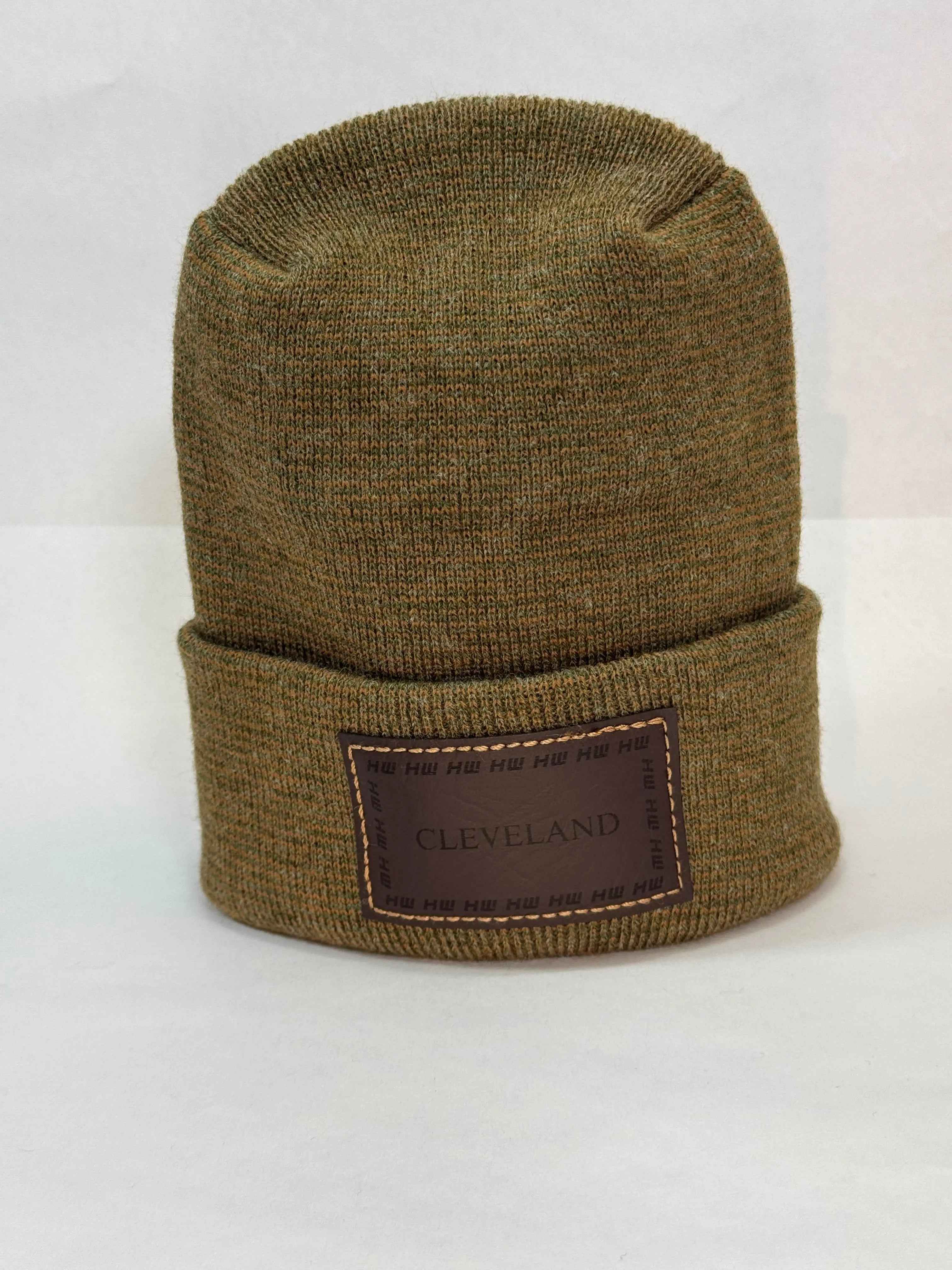 Haakwear Cleveland H Stitch Cuffed Beanie - Made in USA Hats (Limited Edition) - Brown / Green Fusion.