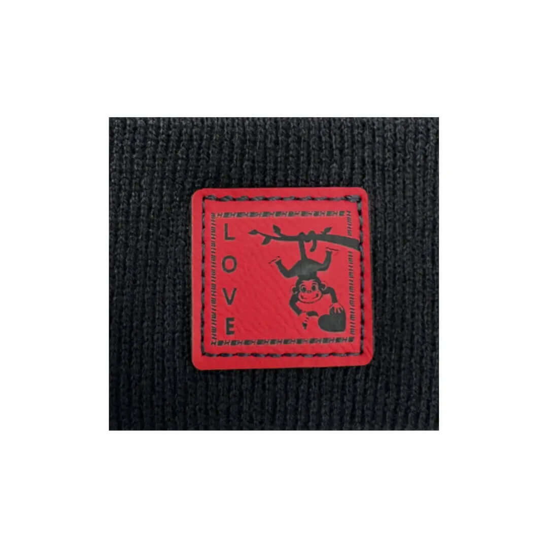 Haakwear Exclusive Love-Inspired H-Stitch Beanie – Limited Edition  Black Hat with Love Monkey.