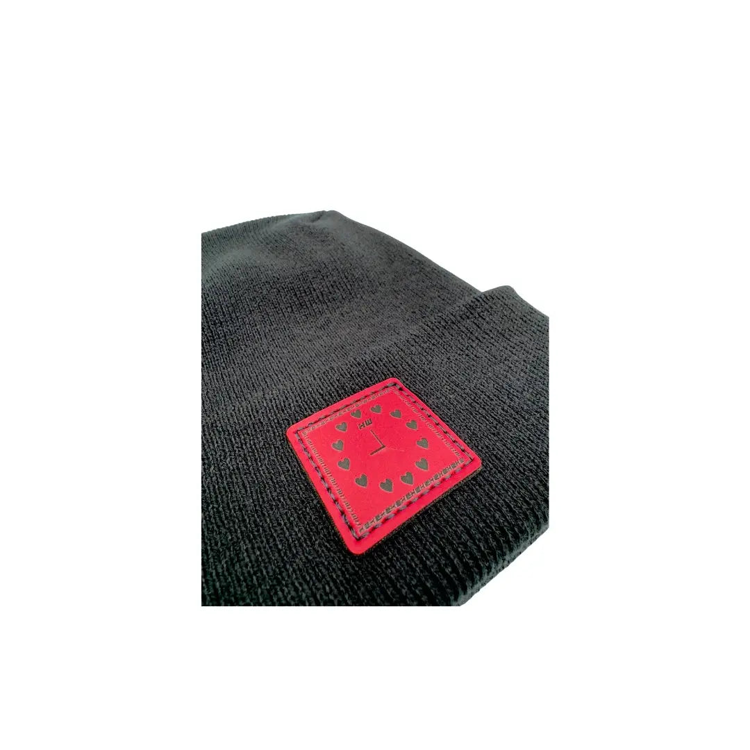 Haakwear Exclusive Love-Inspired Theta-Stitch Beanie – Limited Edition | Black Hat with Heart Clock - HAAKWEAR