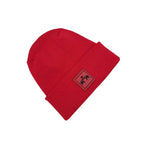 Haakwear Exclusive Love-Inspired H-Stitch Beanie – Limited Edition | Scarlet Red Hat with Elelove Elephants Design.
