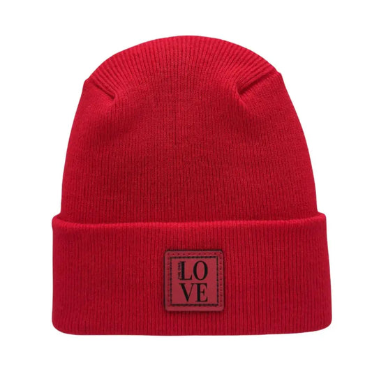 Haakwear Exclusive Love-Inspired Theta-Stitch Beanie – Limited Edition | Scarlet Red Hat with The One Love Design - HAAKWEAR