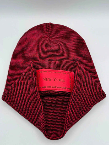 Haakwear New York Classic Fusion Cuffed Beanie / Hat, Made in USA (Limited Edition) - Black / Red Fusion - HAAKWEAR USA