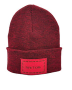 Haakwear New York Classic Fusion Cuffed Beanie / Hat, Made in USA (Limited Edition) - Black / Red Fusion.