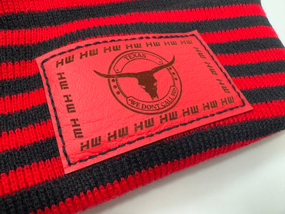 Haakwear Texas H Stitch Cuffed Beanie "We Don't Call 911"- Made in USA Hats (Limited Edition) - Black / Red RoRo - HAAKWEAR USA - Made in USA Beanies