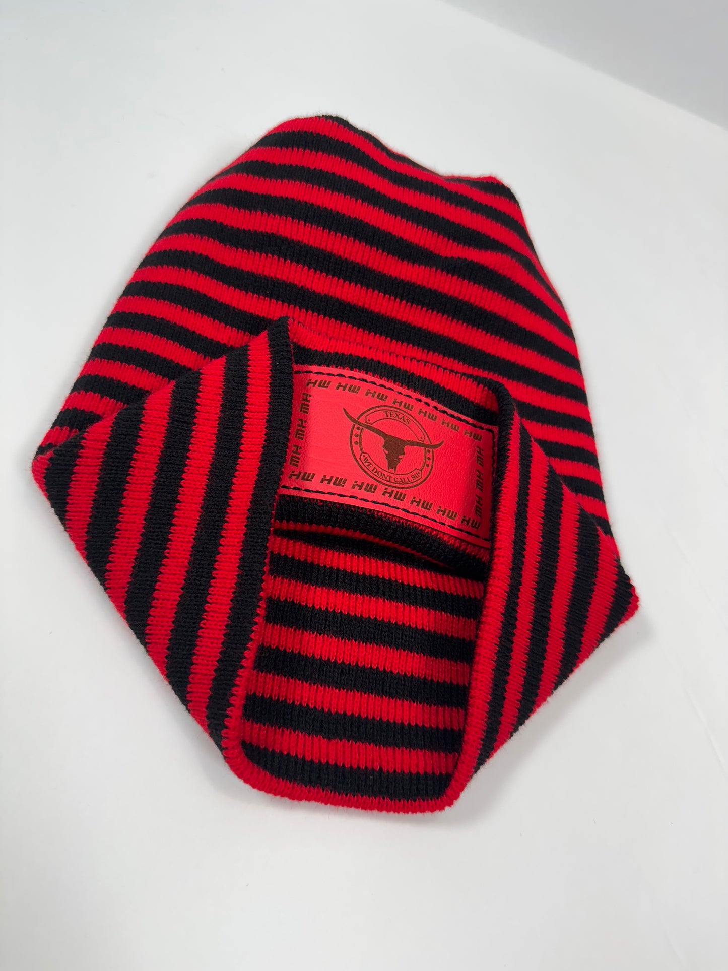 Haakwear Texas H Stitch Cuffed Beanie "We Don't Call 911"- Made in USA Hats (Limited Edition) - Black / Red RoRo - HAAKWEAR USA - Made in USA Beanies