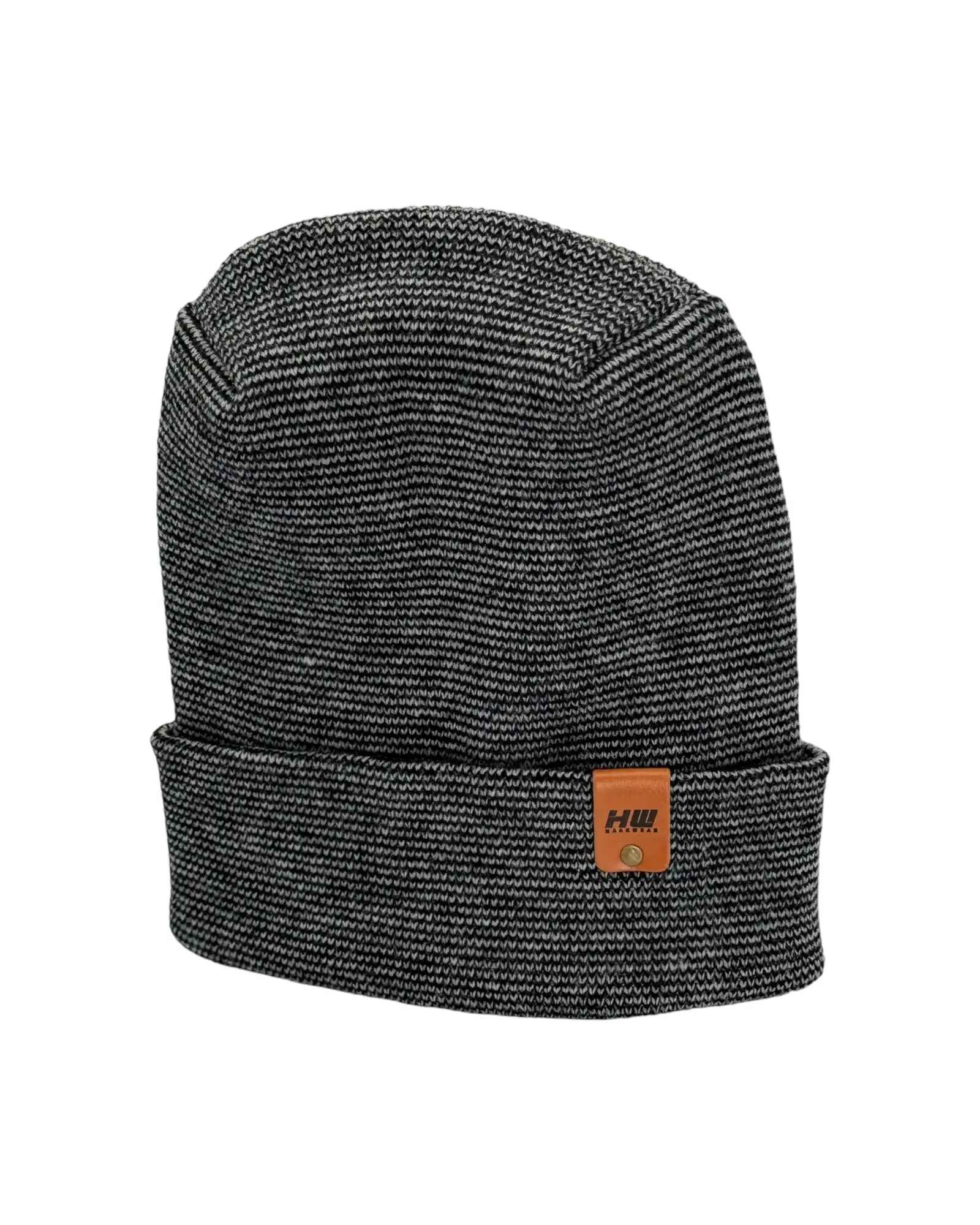 Haakwear H Stitch Fusion Cuffed Beanie / Hat (Patented Design) Black / Gray, Made in USA.
