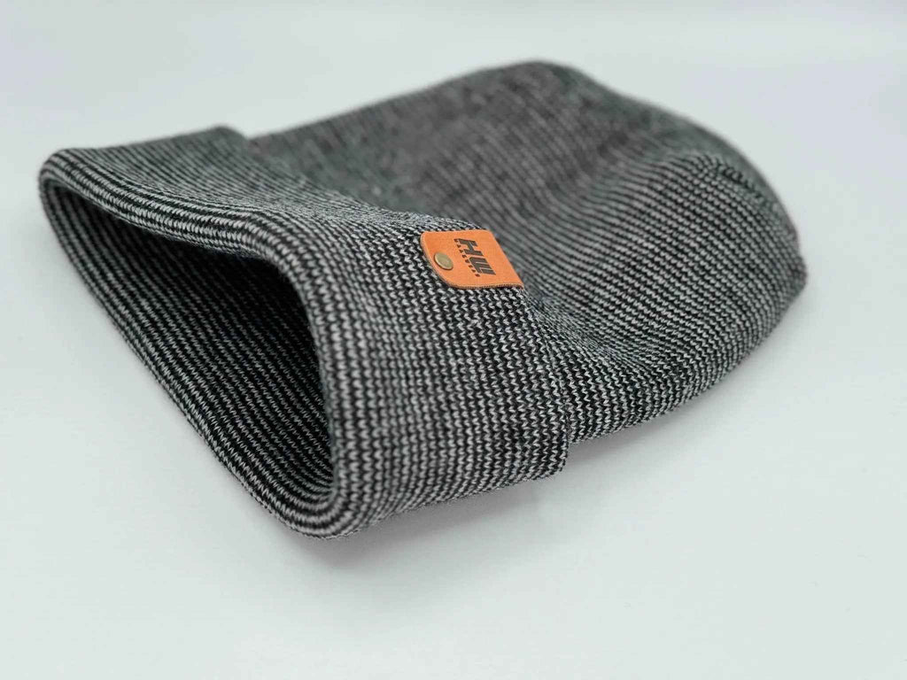Haakwear H Stitch Fusion Cuffed Beanie / Hat (Patented Design) Black / Gray, Made in USA.