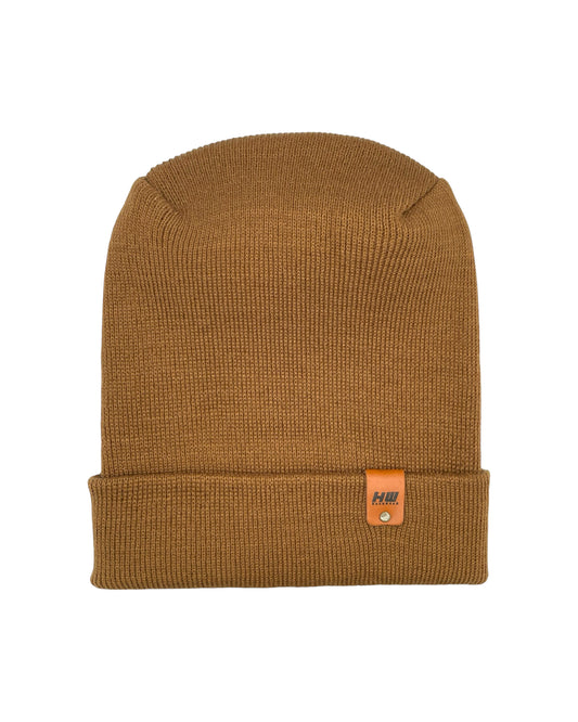 NEW HAAKWEAR Theta-Stitch Cuffed Beanie - Designed and Made in USA (Patent Pending Design) - Camel Brown