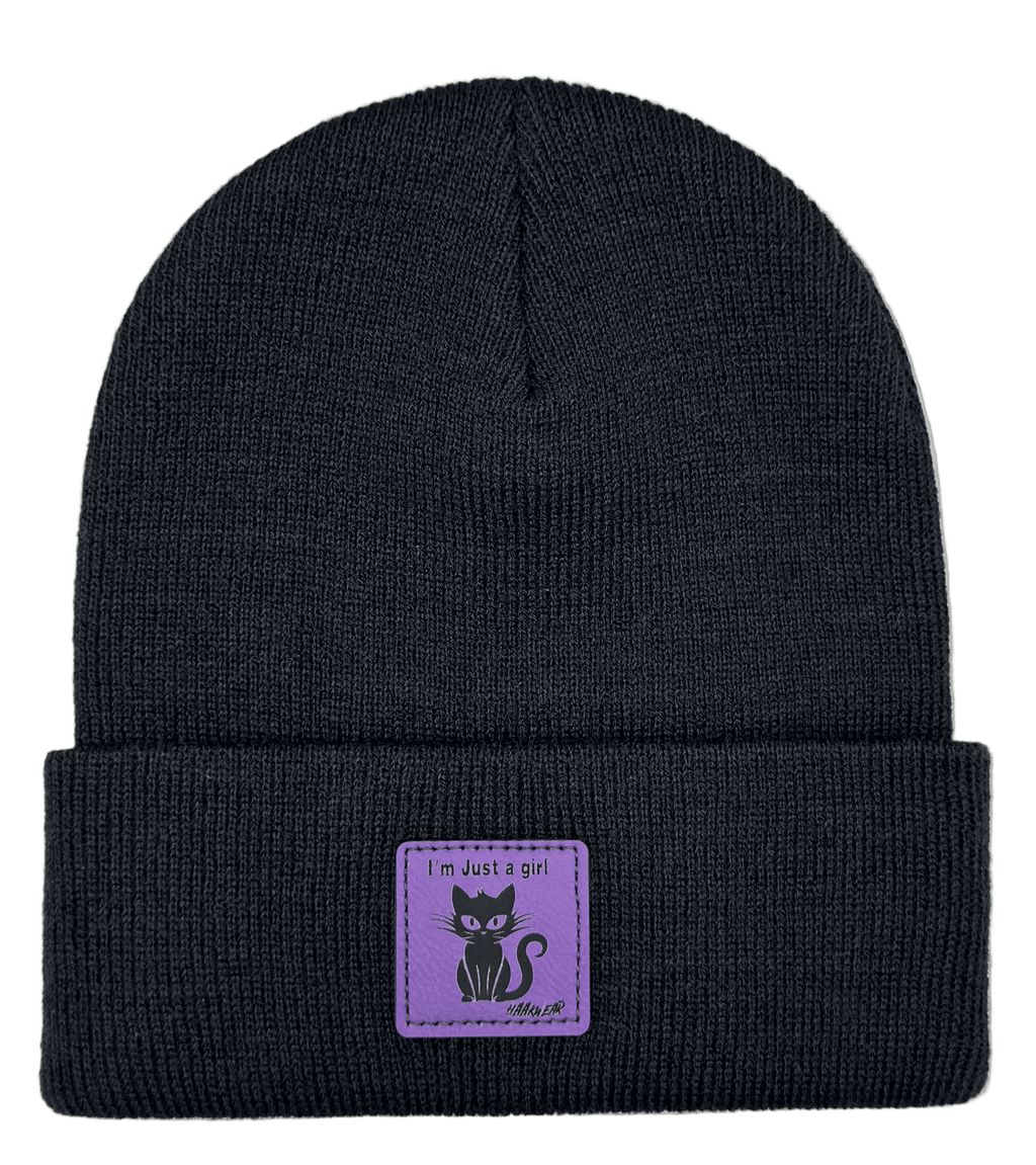 Halloween Beanie – “I’m Just a Girl” Cat Patch, Haakwear Exclusive | Made in USA - HAAKWEAR USA