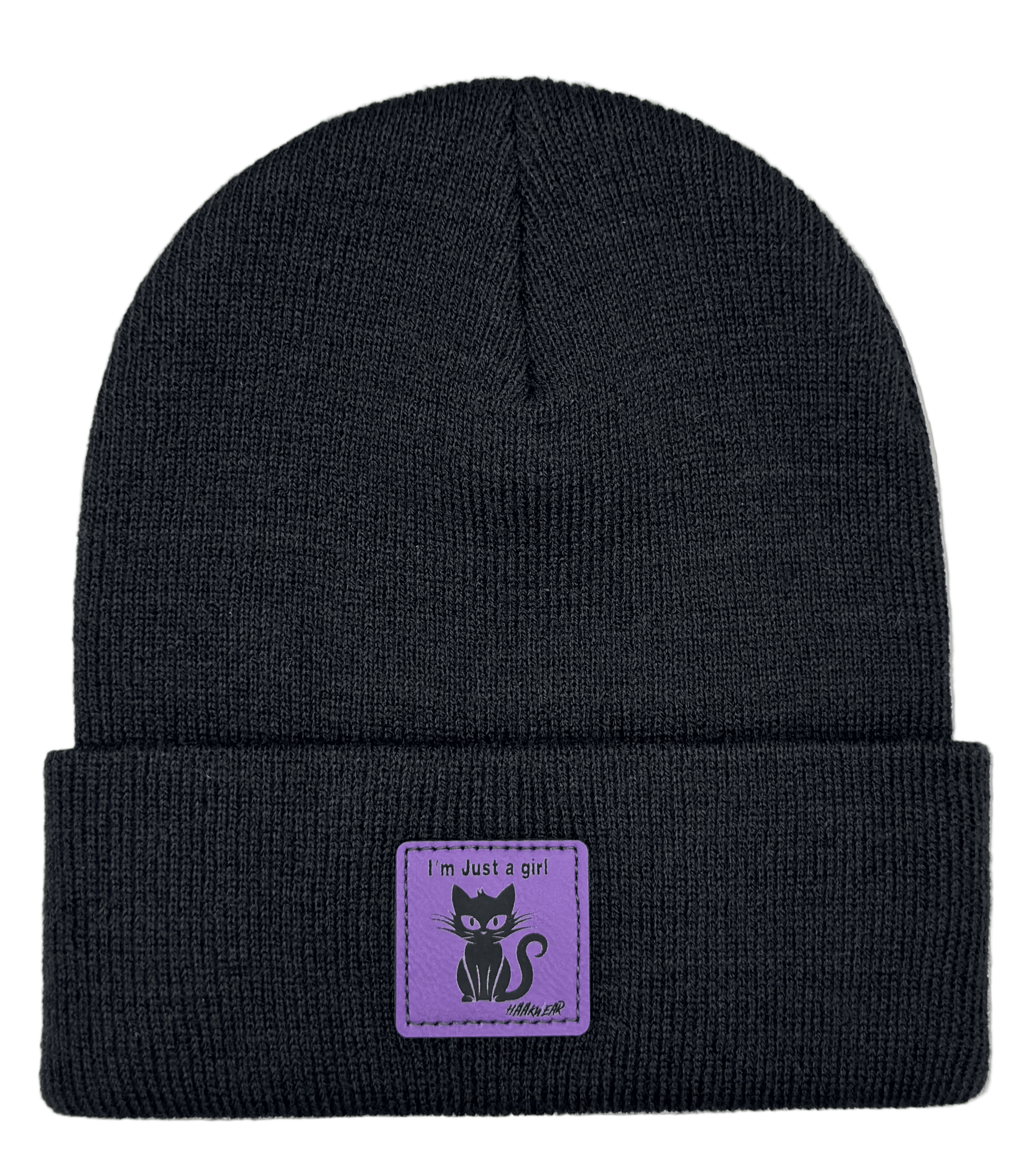 Halloween Beanie – “I’m Just a Girl” Cat Patch, Haakwear Exclusive | Made in USA - HAAKWEAR USA