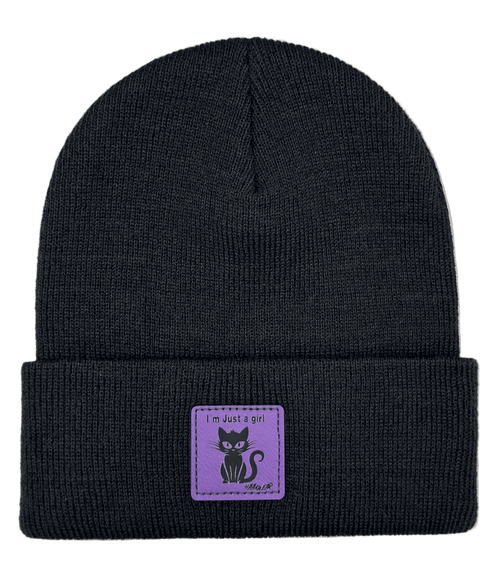 Halloween Beanie – “I’m Just a Girl” Cat Patch, Haakwear Exclusive | Made in USA - HAAKWEAR USA