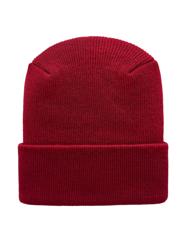 Red Maroon knit beanie on a white background