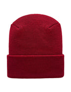 Red Maroon knit beanie on a white background