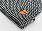 Modern H Stitch Contrast Cuffed Beanie (Patented Design) Black / Gray, Made in USA.