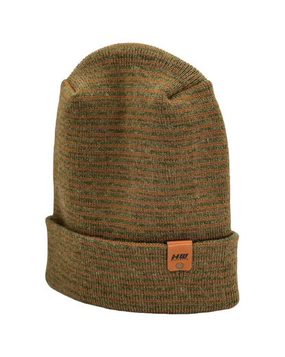 Trending Men’s Beanie – Modern H-Stitch Cuffed Beanie | Brown & Green Contrast | Made in USA - HAAKWEAR USA