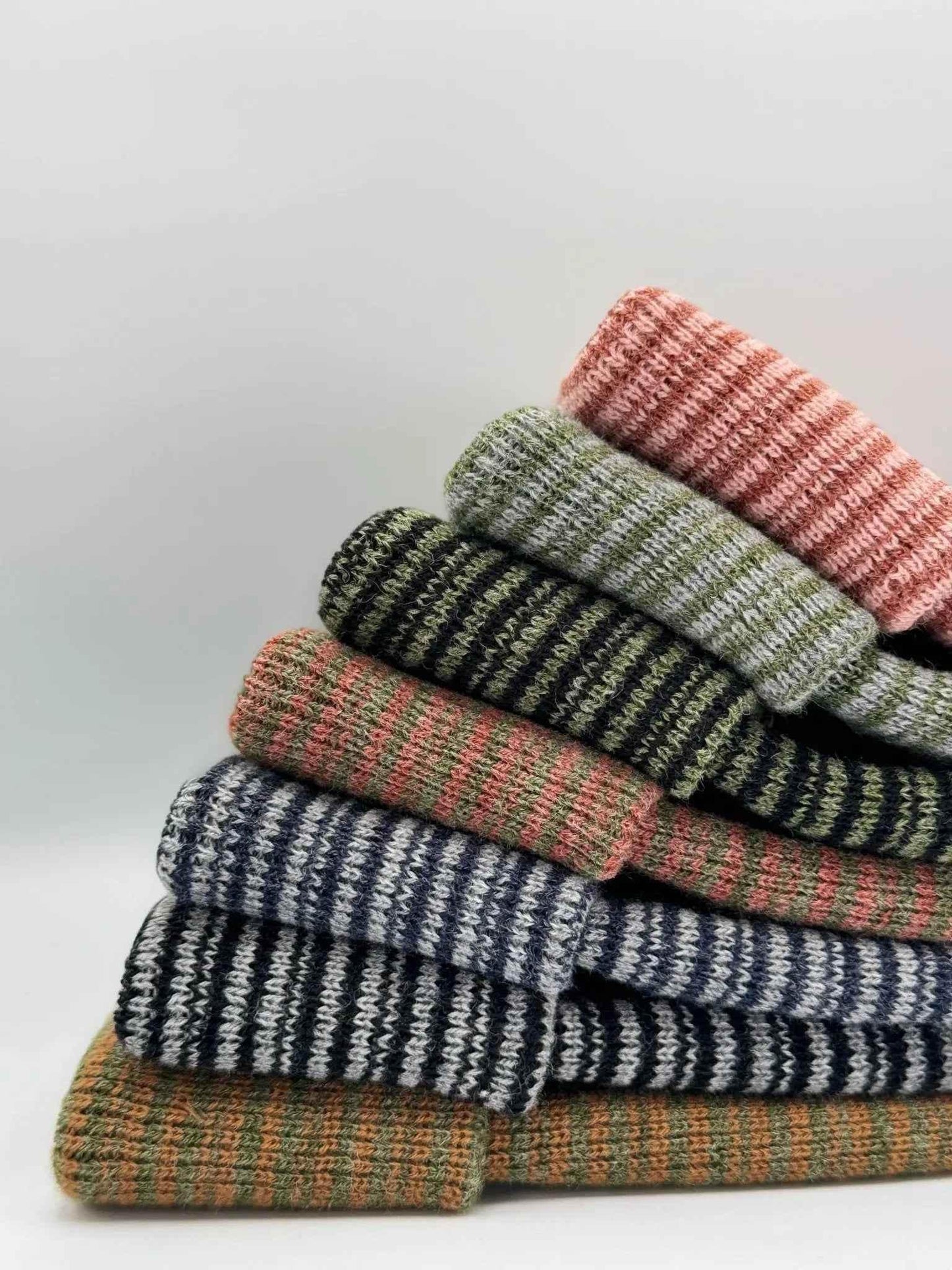 Trending Men’s Beanie – Modern H-Stitch Cuffed Beanie | Brown & Green Contrast | Made in USA - HAAKWEAR USA