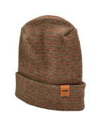 Modern H Stitch Contrast Cuffed Beanie (Patented Design) Burgundy / Green, Made in USA.