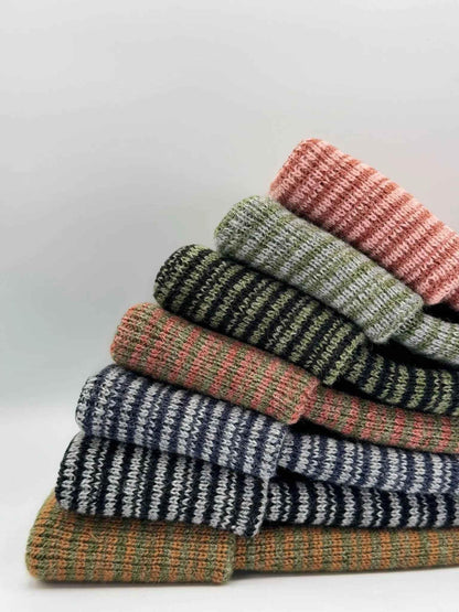 H-Stitch Contrast Cuffed Beanie – Gray/Denim | Made in USA | viral Ski & Snowboard Beanie - HAAKWEAR USA