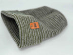 Modern H Stitch Contrast Cuffed Beanie (Patented Design) Gray / Green, Made in USA.