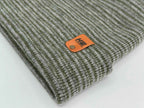 Modern H Stitch Contrast Cuffed Beanie (Patented Design) Gray / Green, Made in USA.