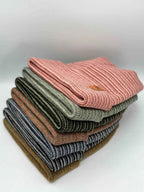 Modern H Stitch Contrast Cuffed Beanie (Patented Design) Gray / Green, Made in USA.