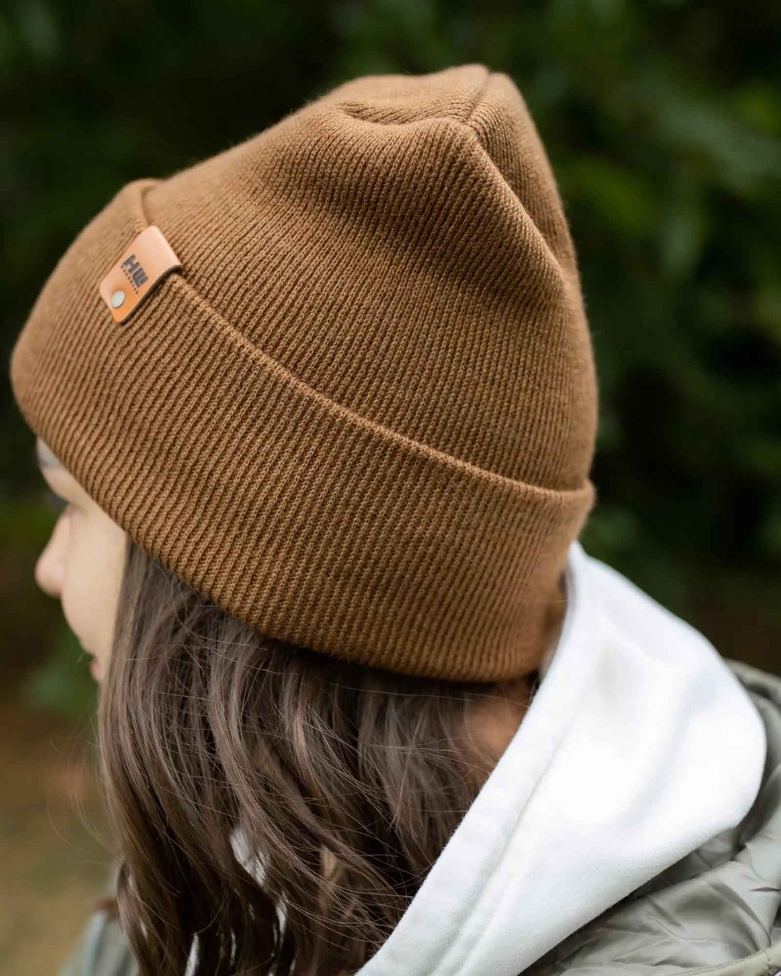 NEW HAAKWEAR H-Stitch Cuffed Beanie - Patented Design, Made in USA - Camel Brown.