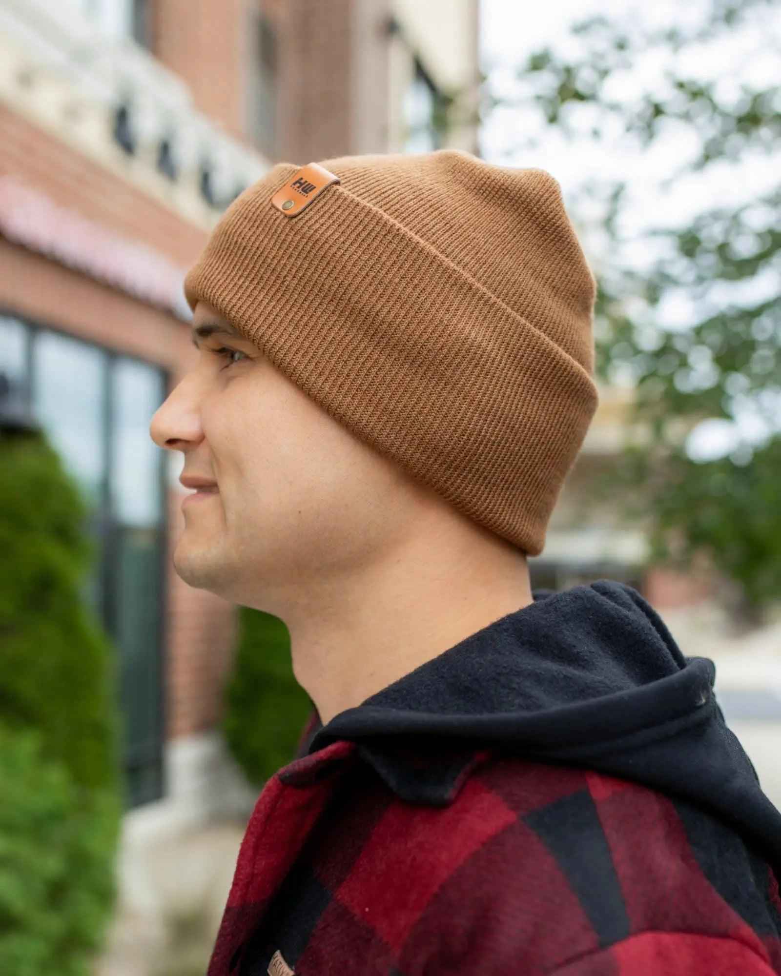 NEW HAAKWEAR H-Stitch Cuffed Beanie - Patented Design, Made in USA - Camel Brown.