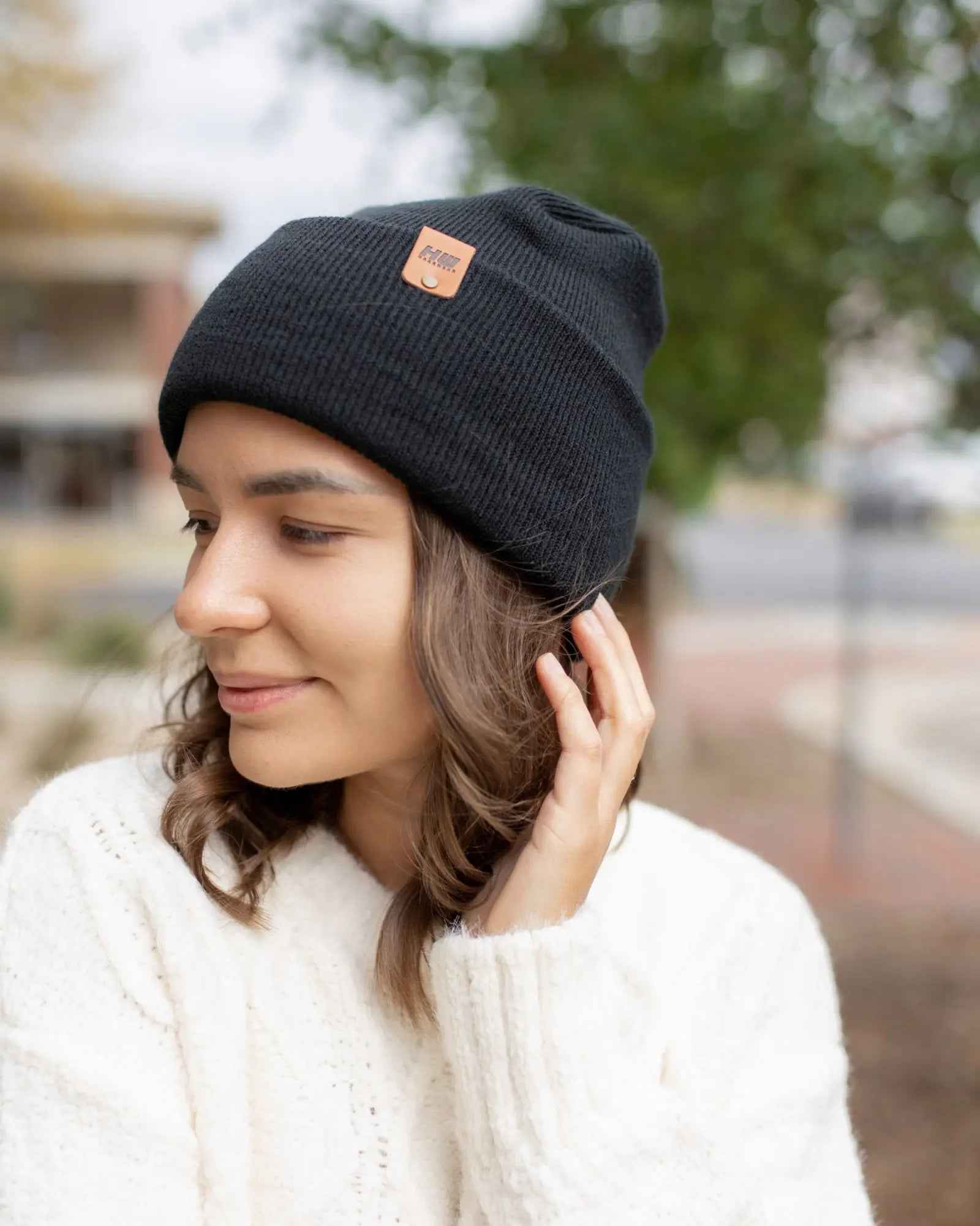 NEW HAAKWEAR H-Stitch Cuffed Beanie - Designed and Made in USA (Patented Design) - Charcoal Black.