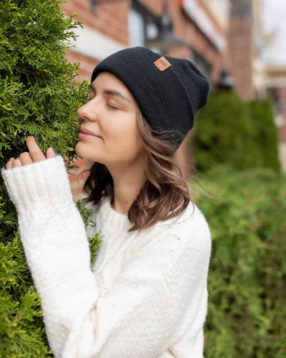 NEW HAAKWEAR H-Stitch Cuffed Beanie - Designed and Made in USA (Patented Design) - Charcoal Black - HAAKWEAR USA