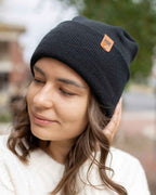 NEW HAAKWEAR H-Stitch Cuffed Beanie - Designed and Made in USA (Patented Design) - Charcoal Black.
