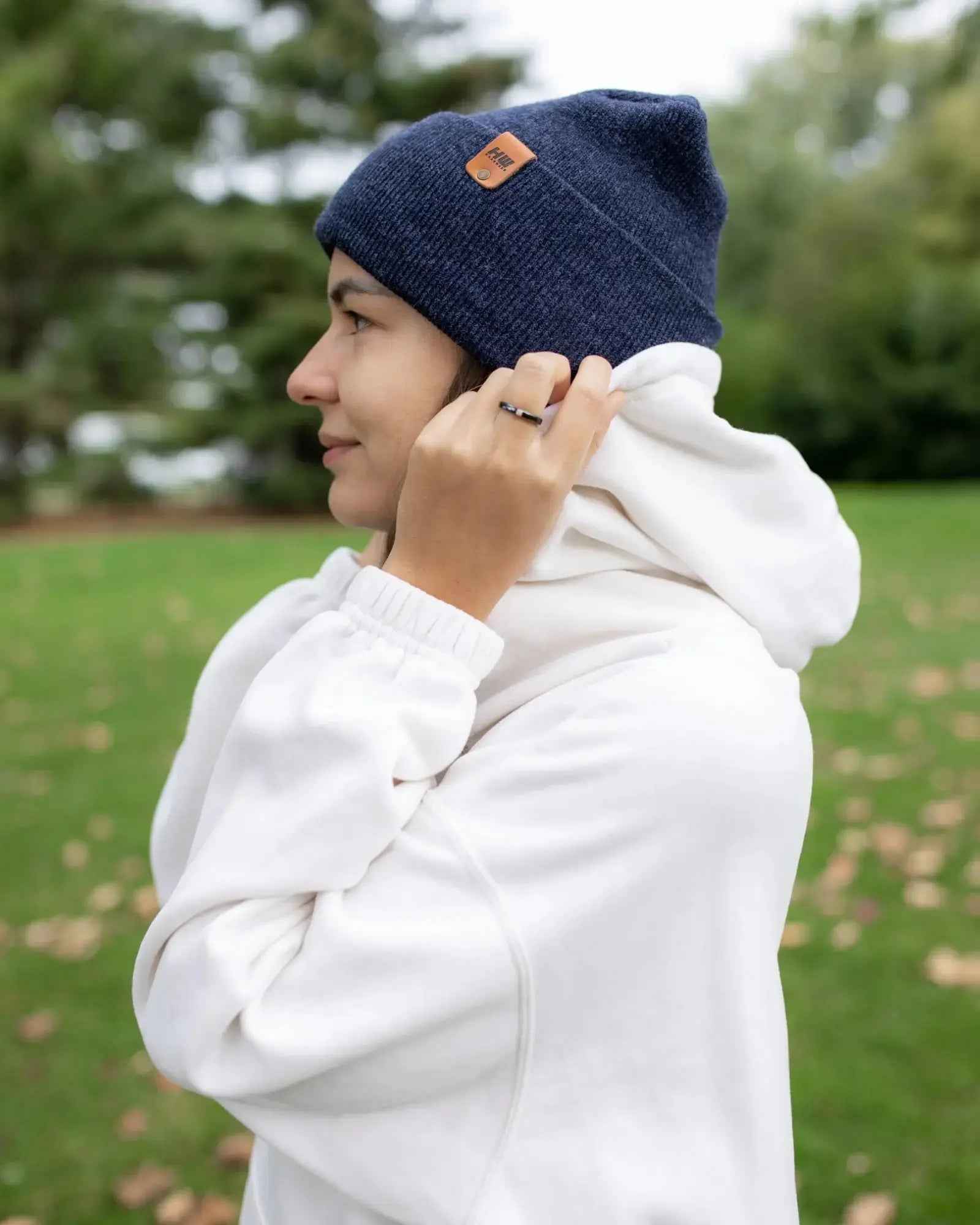 NEW HAAKWEAR H-Stitch Cuffed Beanie - Designed and Made in USA (Patented Design) - Denim Blue.