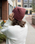 NEW HAAKWEAR H-Stitch Cuffed Beanie - Designed and Made in USA (Patented Design) - Rusty Burgundy.