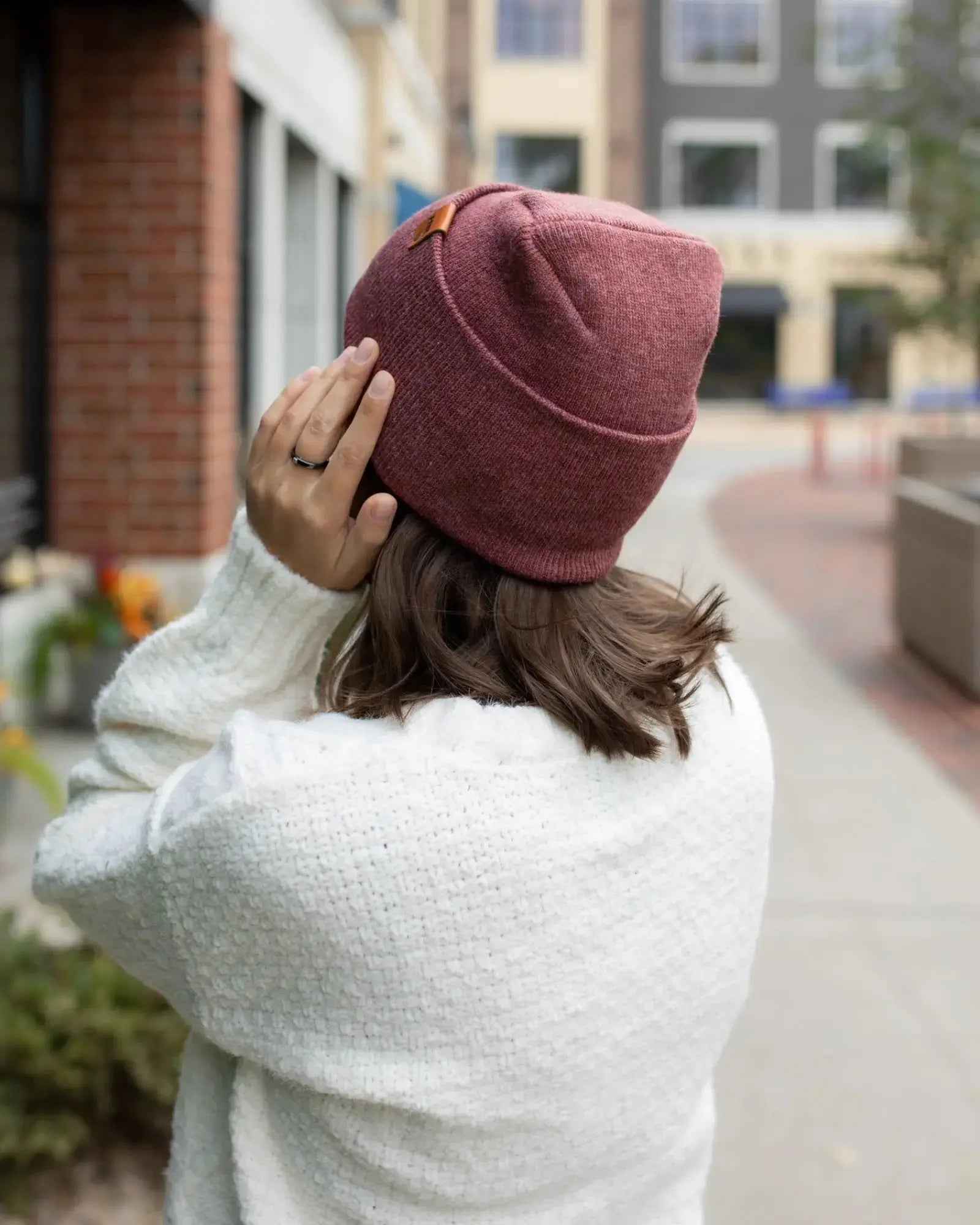 NEW HAAKWEAR H-Stitch Cuffed Beanie - Designed and Made in USA (Patented Design) - Rusty Burgundy.